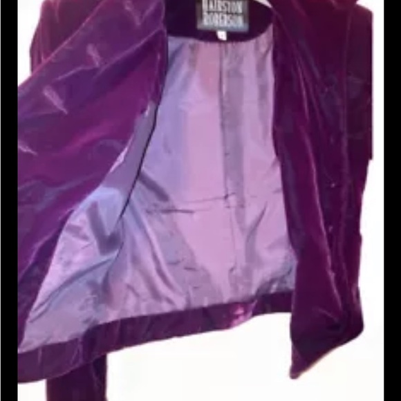 VTG Hairston Roberson Blazer Velvet Victorian Romantic Crop Burgundy Holiday - Picture 9 of 9